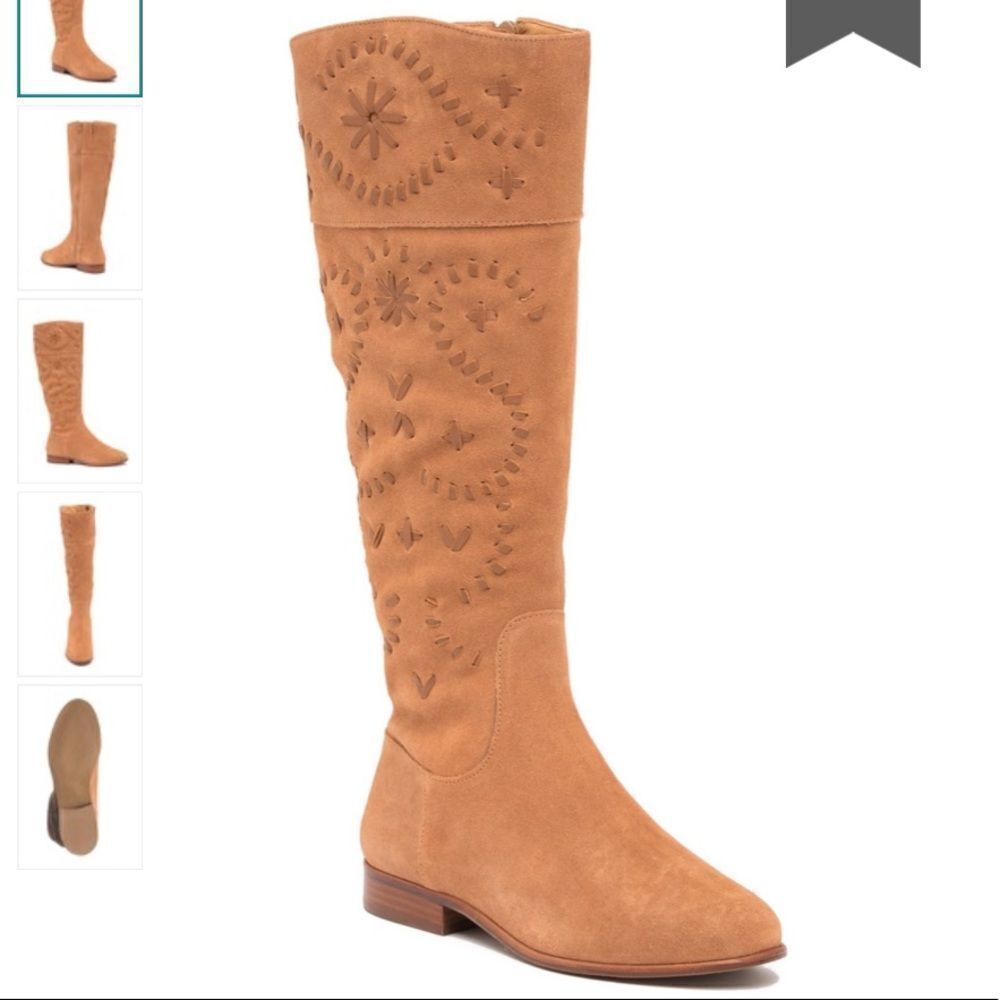 Jack Rogers Brown Knee High Suede Tara Tall Boots Size 7